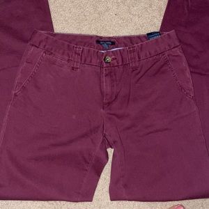 Tommy Hilfiger Maroon Straight Leg Pants